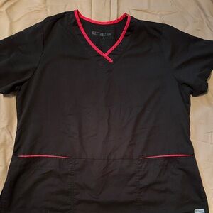 Black & Pink Scrub Top
